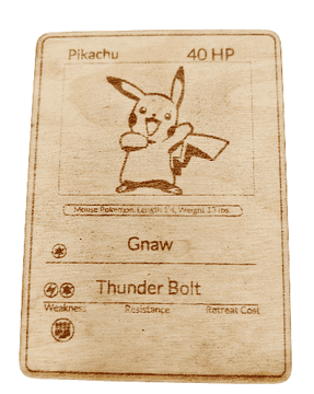 Kolekcija šperploča s graviranom kartom Pokemon Pikachu 10x7,5 cm