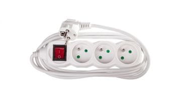 EMOS Produžni kabel s prekidačem, 3 utičnice, 2 m, H05VV-F 3G1, bijeli, P1312