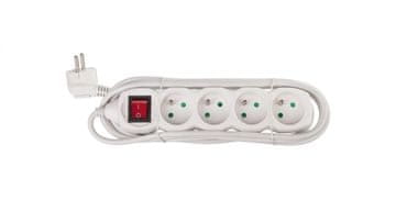 EMOS Produžni kabel s prekidačem, 4 utičnice, 3 m, H05VV-F 3G1, bijeli, P1413