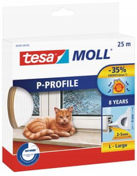 Tesa TESA samoljepljiva gumena brtva za vrata i prozore, bijela, profil P 9mm x25m