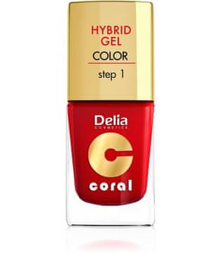 DELIA Cosmetics Coral Hybrid gel lak za nokte br. 01 crvena 11 ml