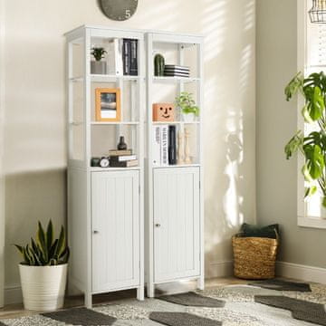 Northix Uski visoki ormar s 5 razina i 3 police 40 x 32 x 161,5 cm bijeli