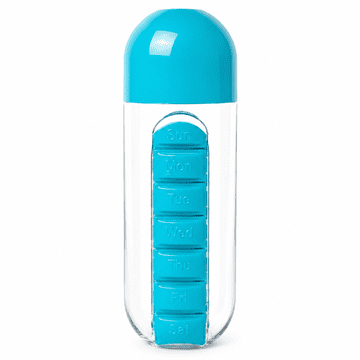 FRILLA® Bočica za vodu 600 ml s tjednim organizatorom za tablete, 2 u 1, prijenosna kutija za lijekove i vitamine | HYDBOX