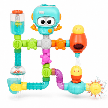 JOJOY® STEM igračka za kupanje s usisnim čašicama, vodeni kotačići i elementi za igru, 27 kom | OCTOYFUN