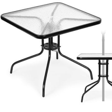 Northix Vrtni stol 80x80 cm, za terasu, vrt, balkon, kaljeno staklo, otvor za suncobran, MultiGarden