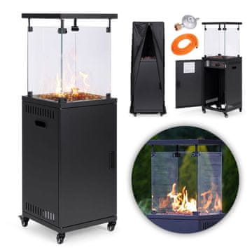 Northix Plinski grijač, podni grijač, 13 kW, staklo, za vrt i terasu, regulator, vulkansko kamenje, poklopac, MultiGarden