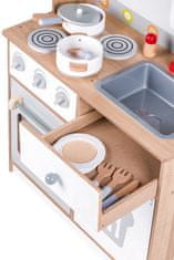 EcoToys Drvena kuhinja za igru za djecu s dodatnim priborom, ECOTOYS