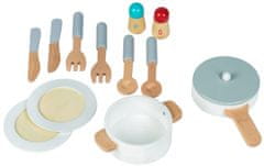 EcoToys Drvena kuhinja za igru za djecu s dodatnim priborom, ECOTOYS