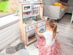 EcoToys Drvena kuhinja za igru za djecu s dodatnim priborom, ECOTOYS