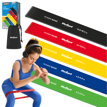 Rebel Set od 5 gumenih traka za vježbanje, rehabilitacijski fitness band Rebel