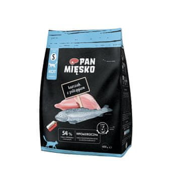PMI PAN MIĘSKO Piletina s pastrvom S - suha hrana za mačke - 400g