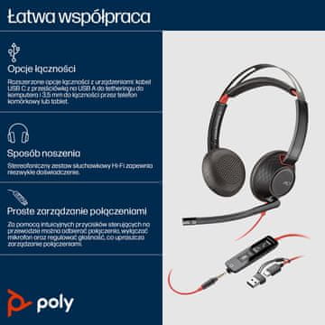 slomart HP Poly Blackwire 5220 stereo slušalice, USB-C + 3.5mm, adapter USB-C/A