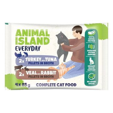 slomart ANIMAL ISLAND Pašteta od zečetine / z piletinom i puretinom / tune u umaku - mokra hrana za mačke, 4x85g