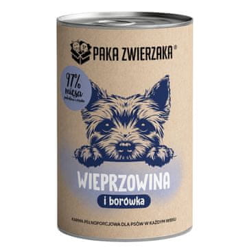 slomart PAKA ZWIERZAKA Svinjetina s borovnicama Mono - Mokra hrana za pse - 400 g