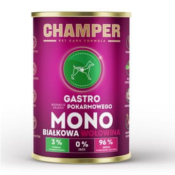 slomart CHAMPER Gastro Monoprotein Govedina - mokra hrana za pse, 400g