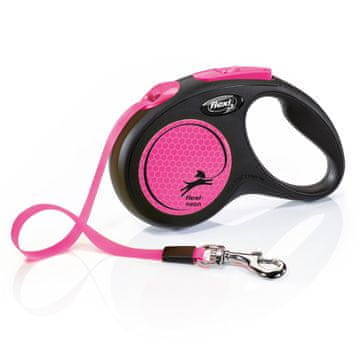 slomart Flexi New Neon S 5 m crni teleskopski povodac za pse - remen