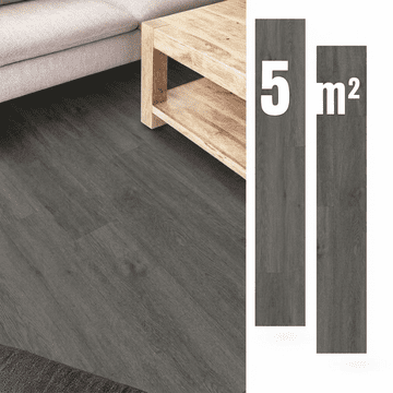 Nikcorp Samoljepljive vinilne ploče tamno sive 5 m2, set 36 komada, vodootporne vinilne daske s efektom drva za brzu renovaciju kuhinje i dnevnog boravka, dimenzije 91,44 x 15,24 cm, otporne na ogrebotine