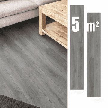 Nikcorp Samoljepljive vinilne ploče tamno sive 5 m2, set 36 komada, vodootporne podne obloge s efektom drva za brzu renovaciju kuhinje i dnevnog boravka, dimenzije 91,44 x 15,24 cm, otporne na ogrebotine