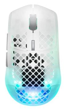 slomart SteelSeries Aerox 3 Wireless Gen 2 miš, 26000 DPI, RF Wireless + Bluetooth, bijela/prozirna