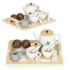EcoToys Drveni set za čaj, vrč, šalice, 17 elemenata ECOTOYS