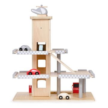 EcoToys Velika drvena garaža s liftom i automobilima ECOTOYS