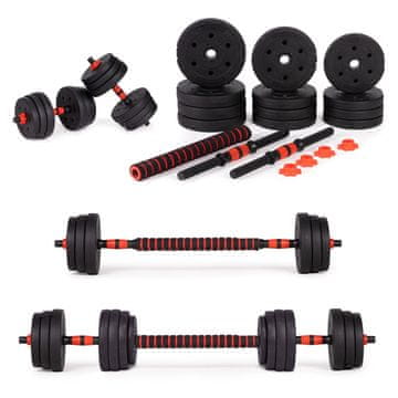 Northix Podesive bučice, set od 2 utega od 10 kg, šipka od 20 kg