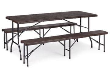 ModernHome Stol za catering 180 cm + 2 klupe banketni set smeđi ModernHome