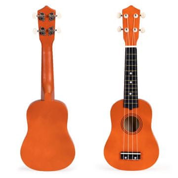 Northix Dječja drvena ukulele gitara s 4 najlonske žice ECOTOYS
