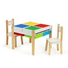 Northix Drveni dječji set namještaja: stol + 2 stolice ECOTOYS