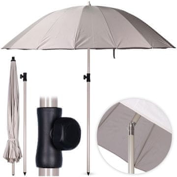 Northix Vrtni suncobran sivi podesivi 190 cm