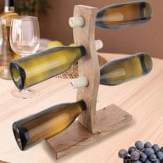 Northix Drveni stalak za vino za 4 boce MANGO 30,5x39,5 cm
