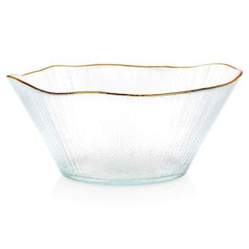 Northix Staklena zdjela za salatu zlatna 21 cm, 1,2 l