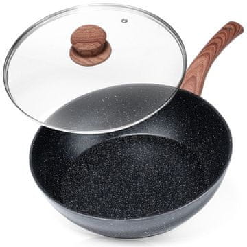 Northix Granitna tava sa staklenim poklopcem BLACK&WOOD 28 cm, 3,5 l