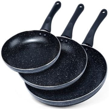 Northix Set granitnih tava BLACK LINE, 3 kom., 20/24/28 cm