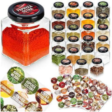 Northix Staklena posuda za začine 100 ml 24 kom + 90 naljepnica