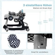 Northix 4 u 1 hodalica za bebe, sklopiva hodalica za bebe, siva