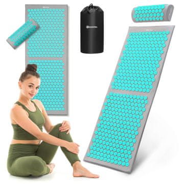 HyperMotion Akupresurna prostirka 130 cm s jastukom i navlakom - 17 388 točaka pritiska, šiljci od ABS-a, 100 % pamuk, za svakodnevno opuštanje