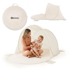 HyperMotion Samorasklapajući šator za plažu 200 x 130 x 90 cm - bež poliester 160T, ugrađeni pod s produžetkom, torba za prijevoz, 4 džepa za pijesak