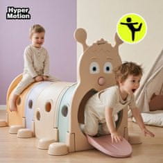 HyperMotion Plastični tunel za djecu u obliku pastelne gusjenice - 4 odvojiva segmenta, skoro 2 m za puzanje, nosivost 25 kg po dijelu, za dom i vrt