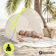 HyperMotion Samorasklapajući šator za plažu 200 x 130 x 90 cm - bež poliester 160T, ugrađeni pod s produžetkom, torba za prijevoz, 4 džepa za pijesak