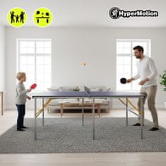 HyperMotion Prijenosni sklopivi stol za stolni tenis za djecu i odrasle - visina 76 cm, mreža sa stupićima, dva reketa i tri loptice, aluminijski okvir