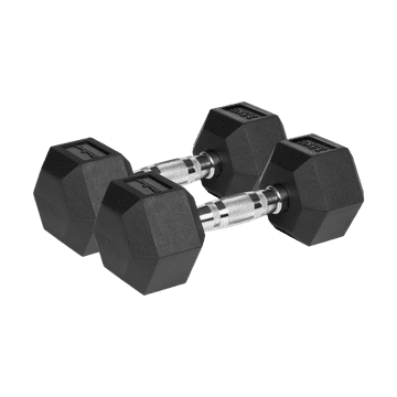 Gumom obložene šesterokutne bučice od lijevanog željeza HEX 2x 7,5 kg REBEL ACTIVE