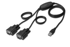 Digitus Digitus DA-70157 kabel adapter USB-A 2.0 na 2x RS232 (DB9) muški, 1.5m, crni
