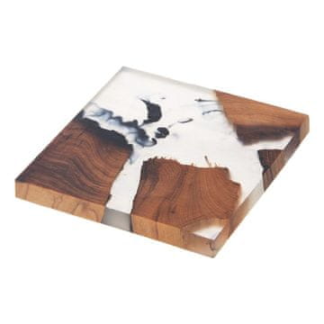 Northix Kvadratni podmetač 8x8 cm od akacijevog drva i smole