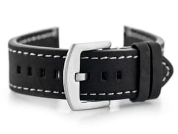Pacific Kožni remen za W72 sat - crno/bijeli 22 mm