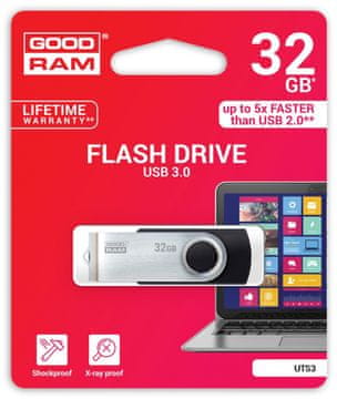GoodRam Goodram UTS3 USB stick 32GB, USB 3.2 Gen 1, crni, rotirajući