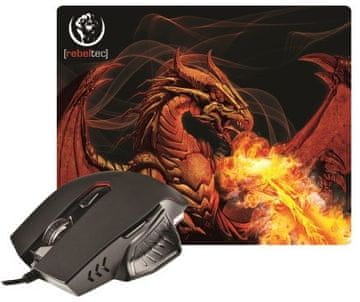 REBELTEC Rebeltec RED DRAGON gamerski set: miš + podloga, crvena