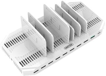 Unitek Unitek Y-2190 punjač postaja 10x USB 160W, QC3.0, USB-C, bijela