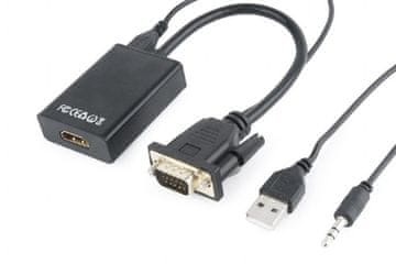 Gembird Gembird A-VGA-HDMI-01 pretvarač VGA u HDMI, 15 cm, crni