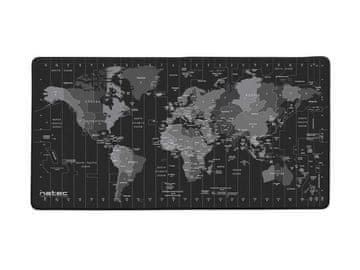 Natec Podloga za miša Natec Time zone Map Maxi 800x400, crna/siva